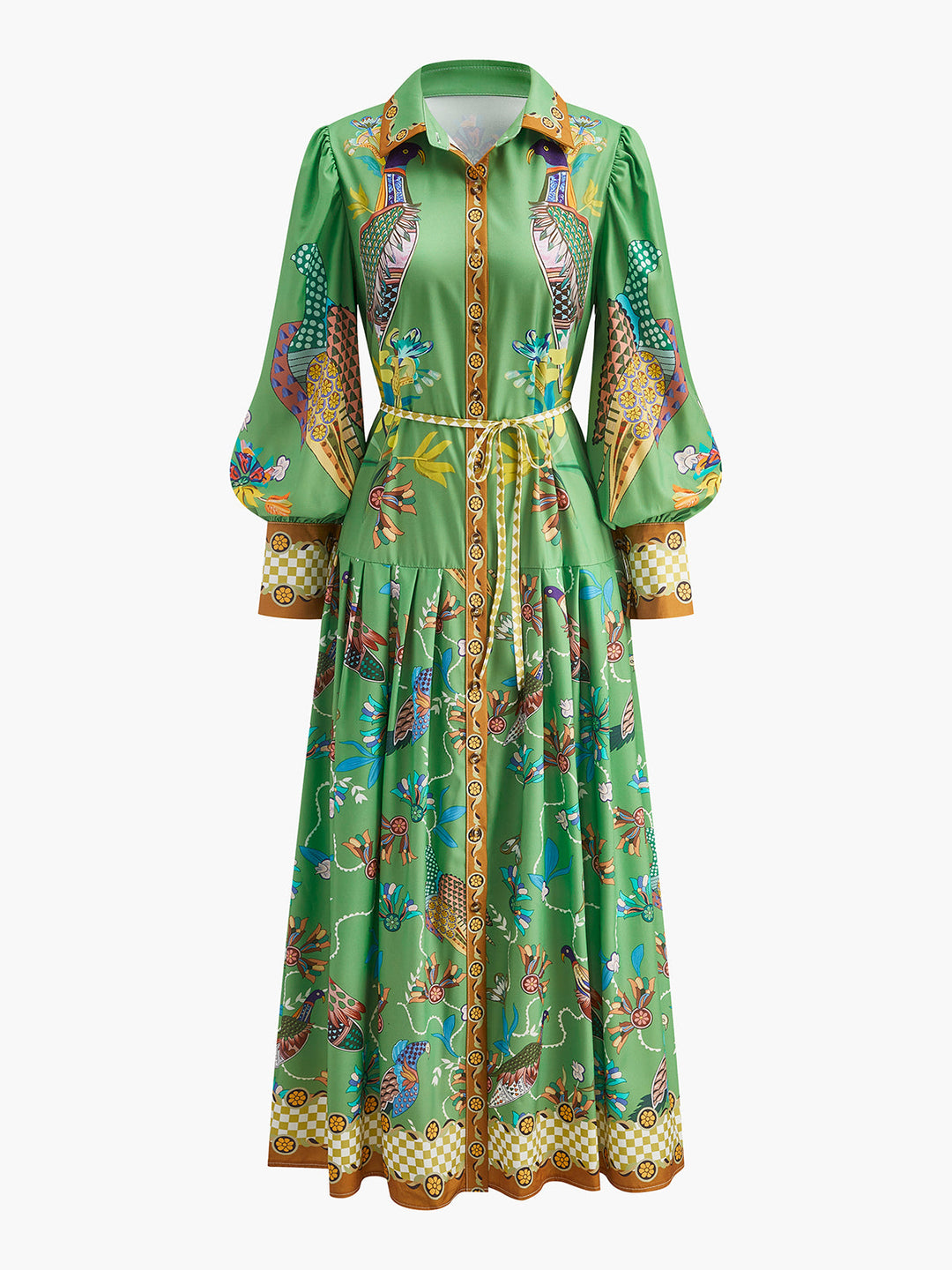 Boho Longue Manches Boutonnée Fleur Robe