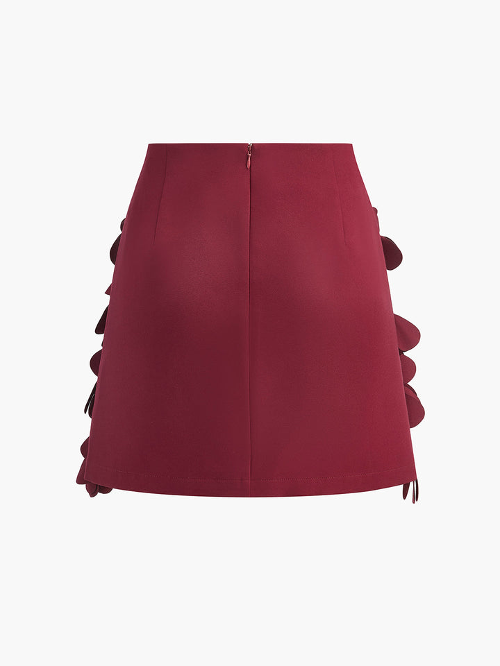 Jupe évasée à détail de pétales mi-taille