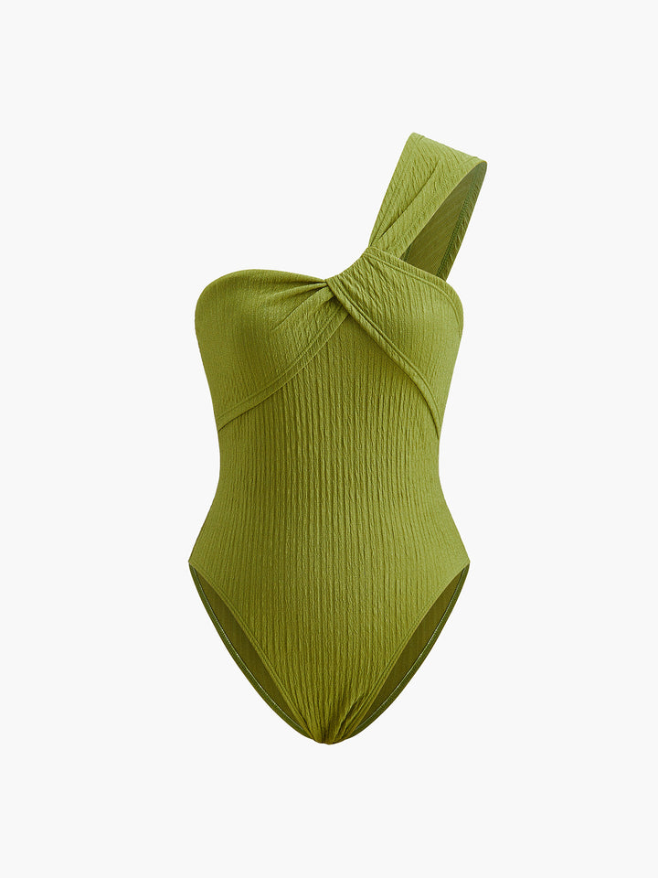 Maillot de bain une-pièce à épaules dénudées et torsades