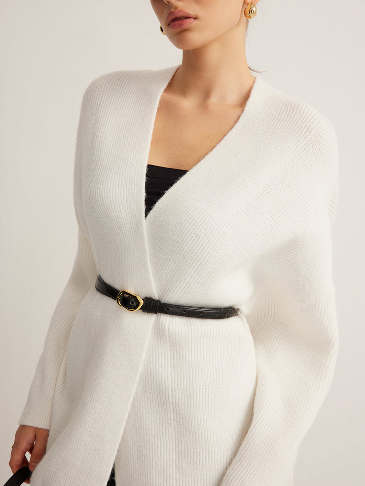 Cardigan Ceinture à Côtes Minimaliste