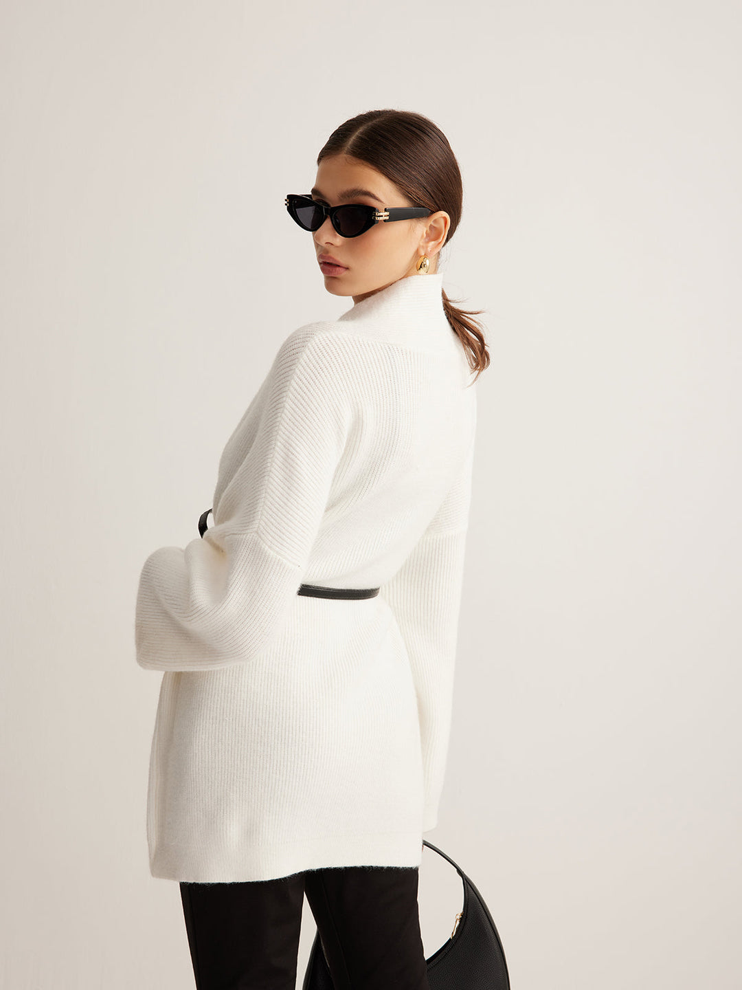 Cardigan Ceinture à Côtes Minimaliste