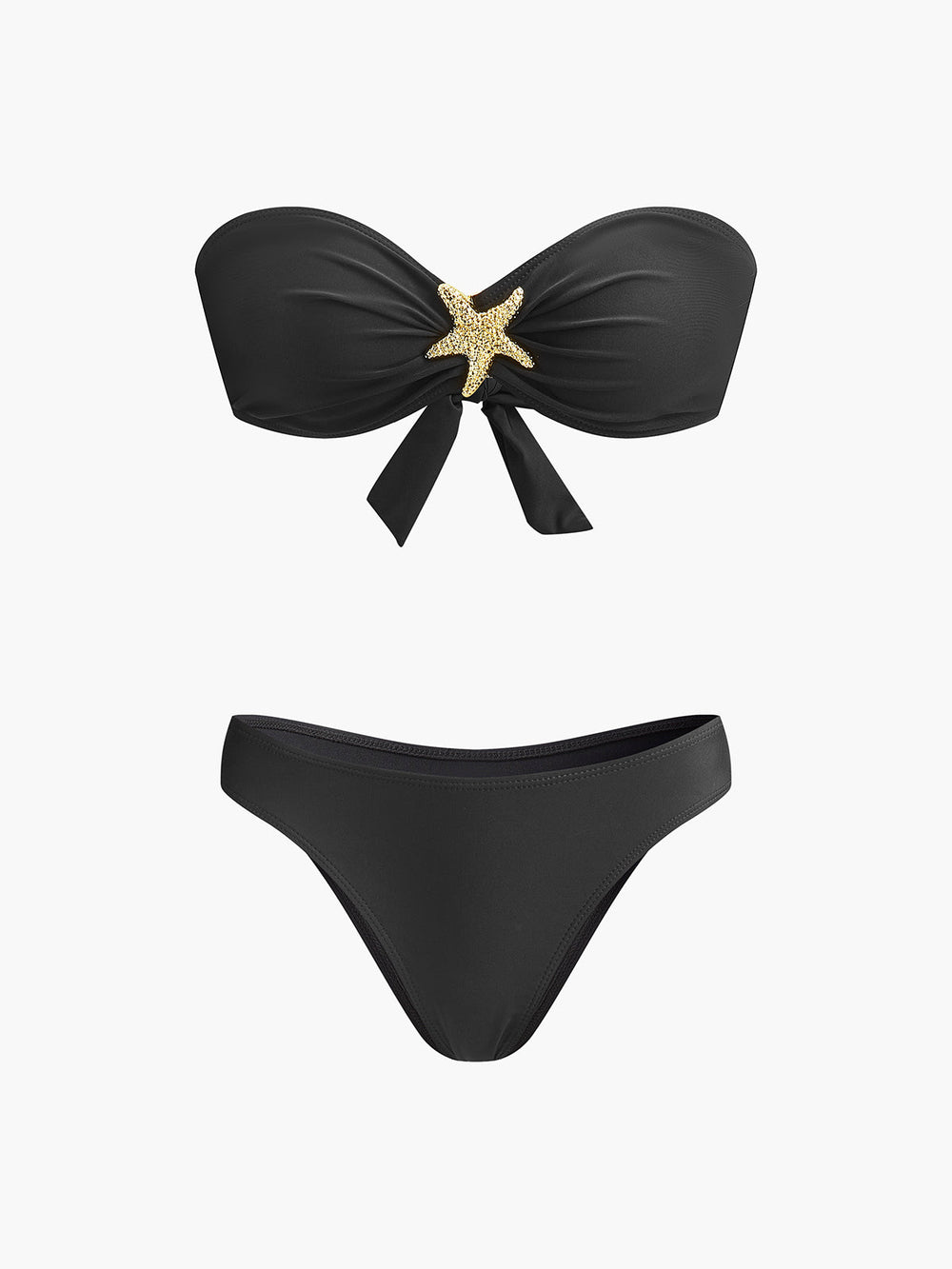 Bikini Bandeau à Étoiles de Mer avec Jupe en Maille