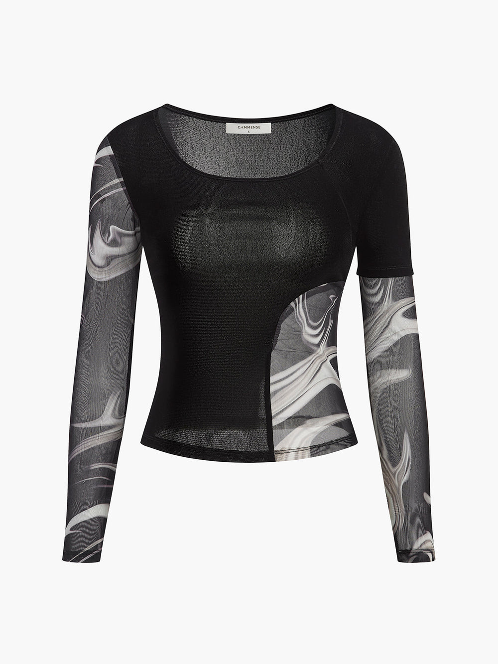 Haut en jersey de maille à imprimé géométrique semi-transparent