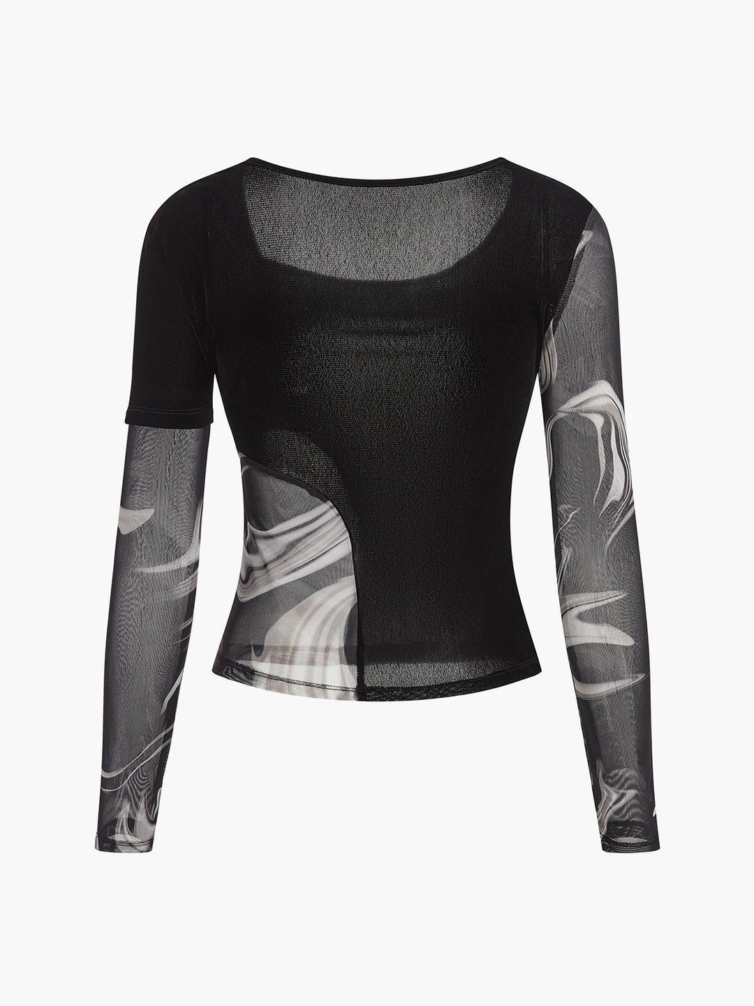 Haut en jersey de maille à imprimé géométrique semi-transparent