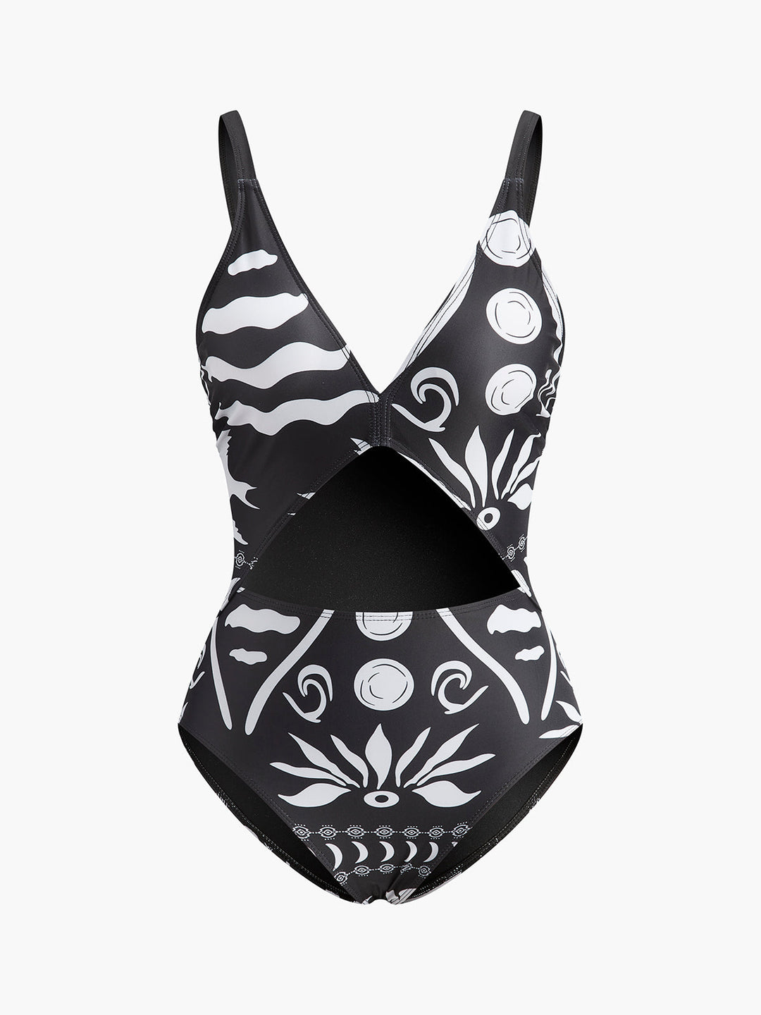 Maillot de bain une pièce à col en V découpé imprimé