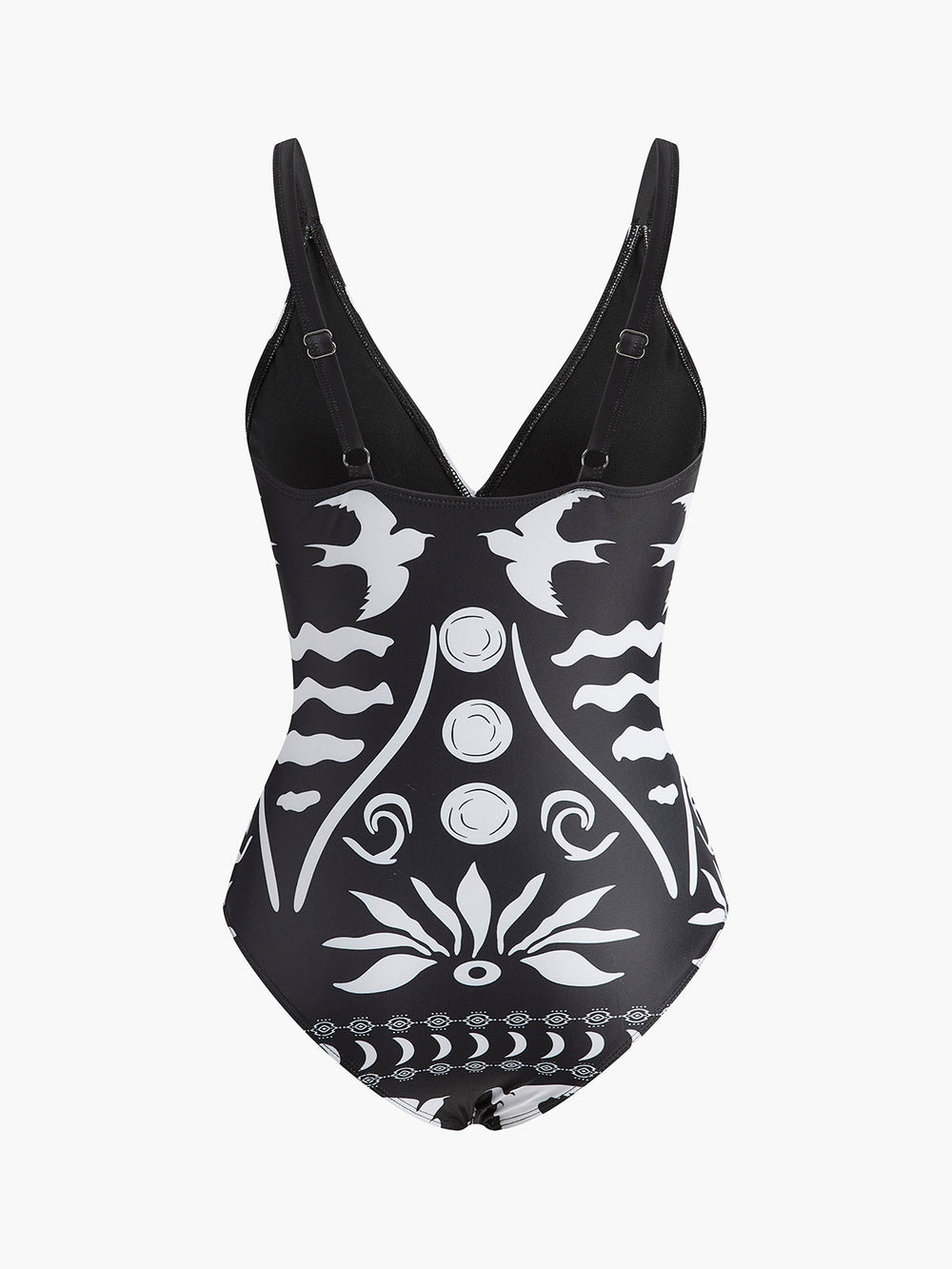 Maillot de bain une pièce à col en V découpé imprimé