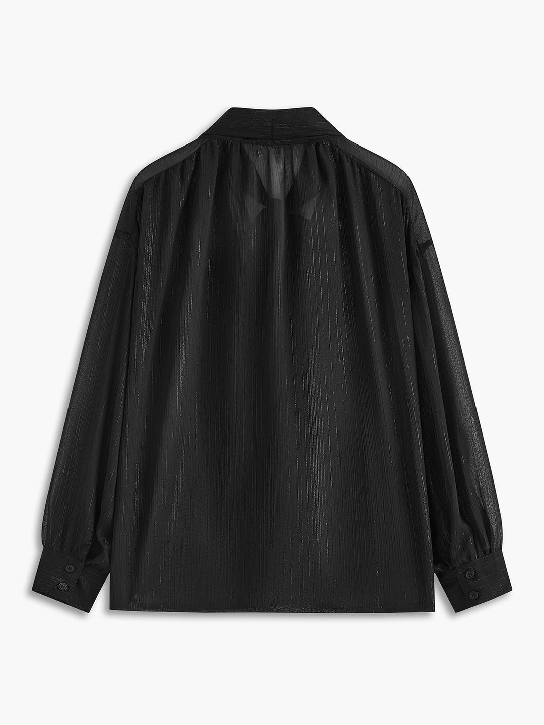 Blouse en mousseline à col noué semi-transparente