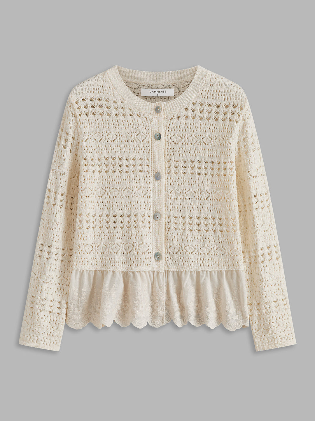Cardigan en crochet à ourlet en dentelle
