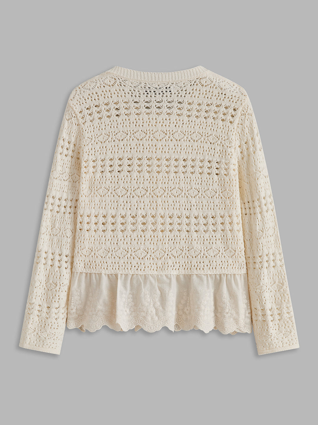 Cardigan en crochet à ourlet en dentelle