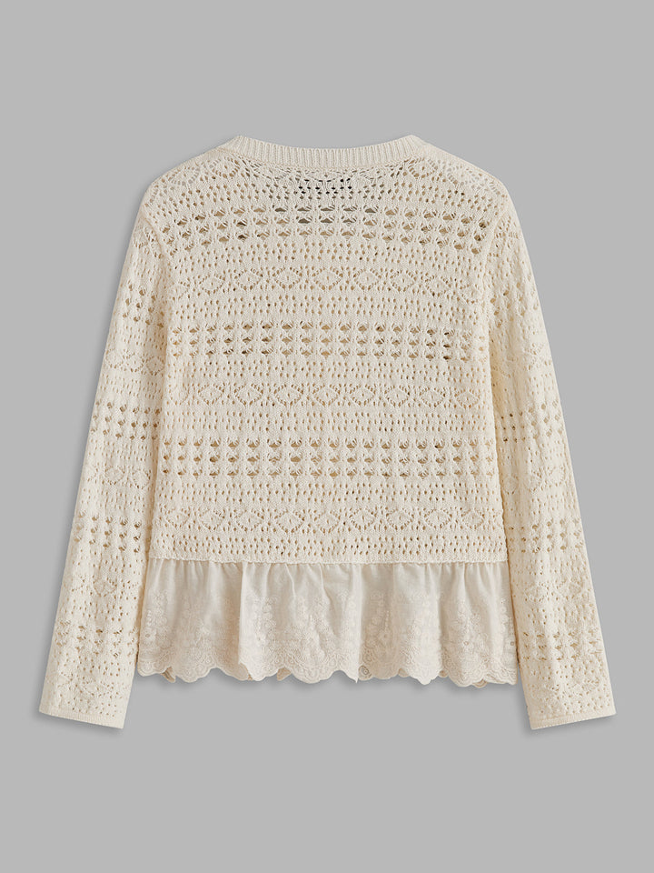 Cardigan en crochet à ourlet en dentelle