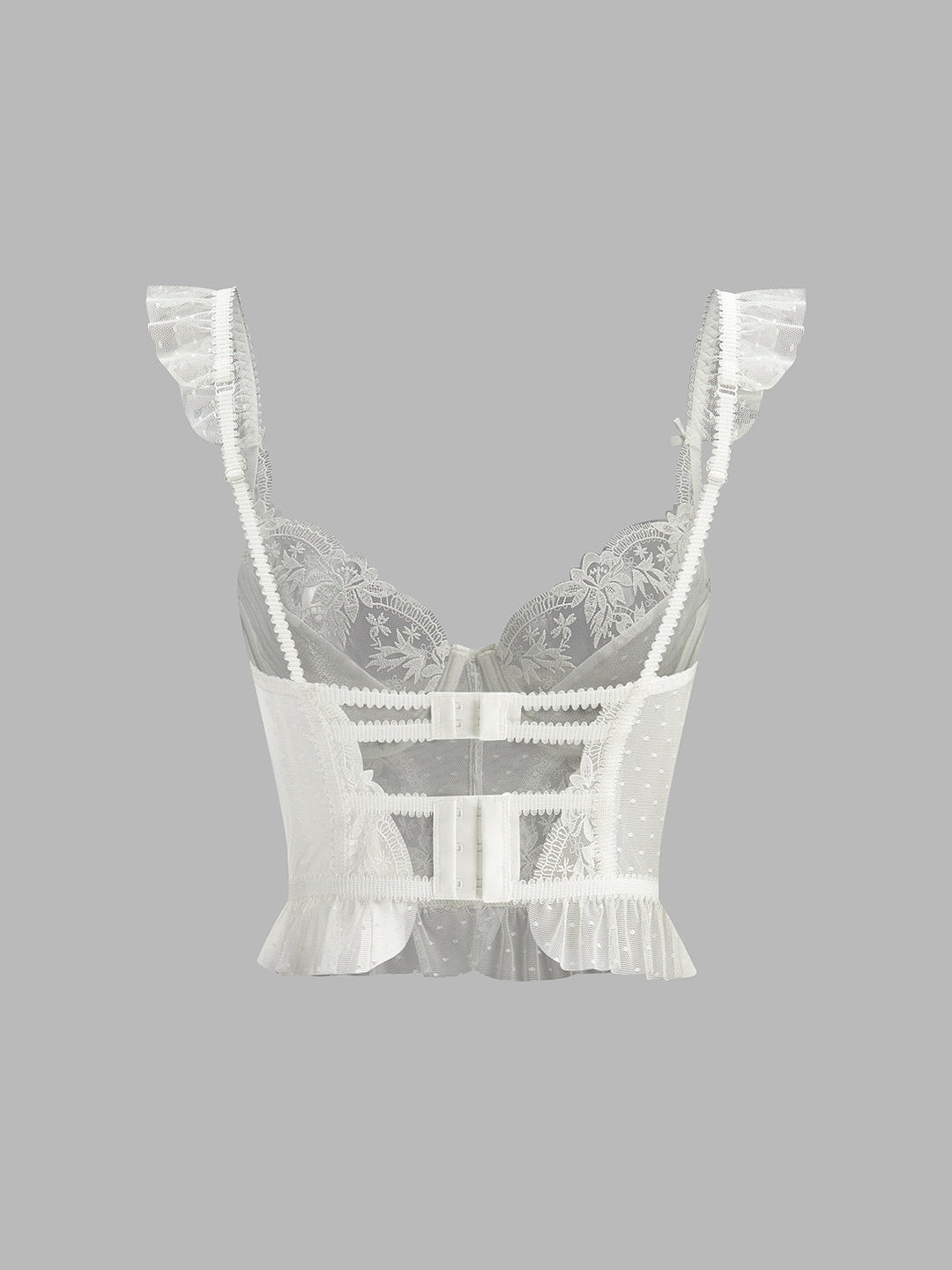 Débardeur Corset Court en Dentelle Transparente Florale