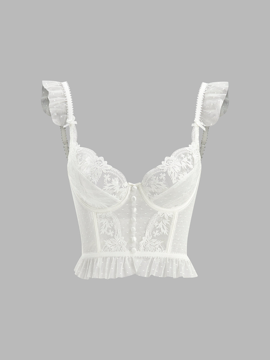 Débardeur Corset Court en Dentelle Transparente Florale
