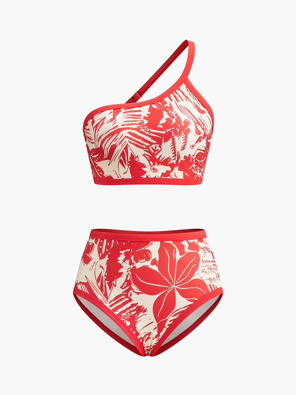 Ensemble de bikini tropical à une épaule