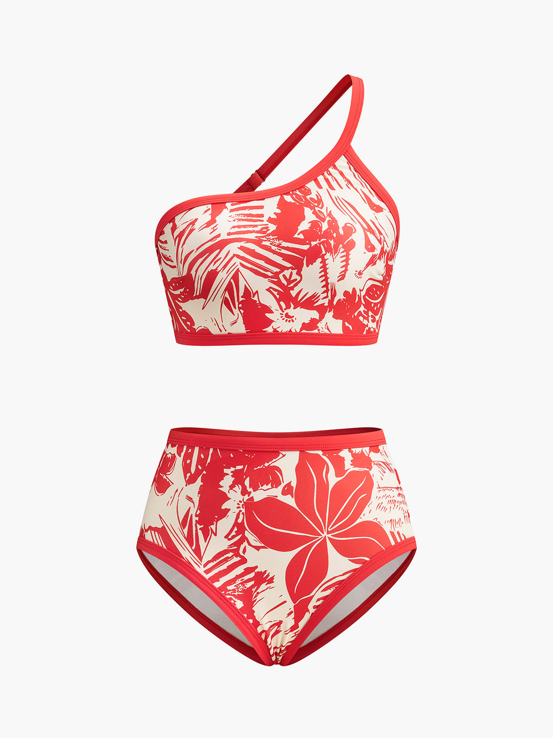 Ensemble de bikini tropical à une épaule