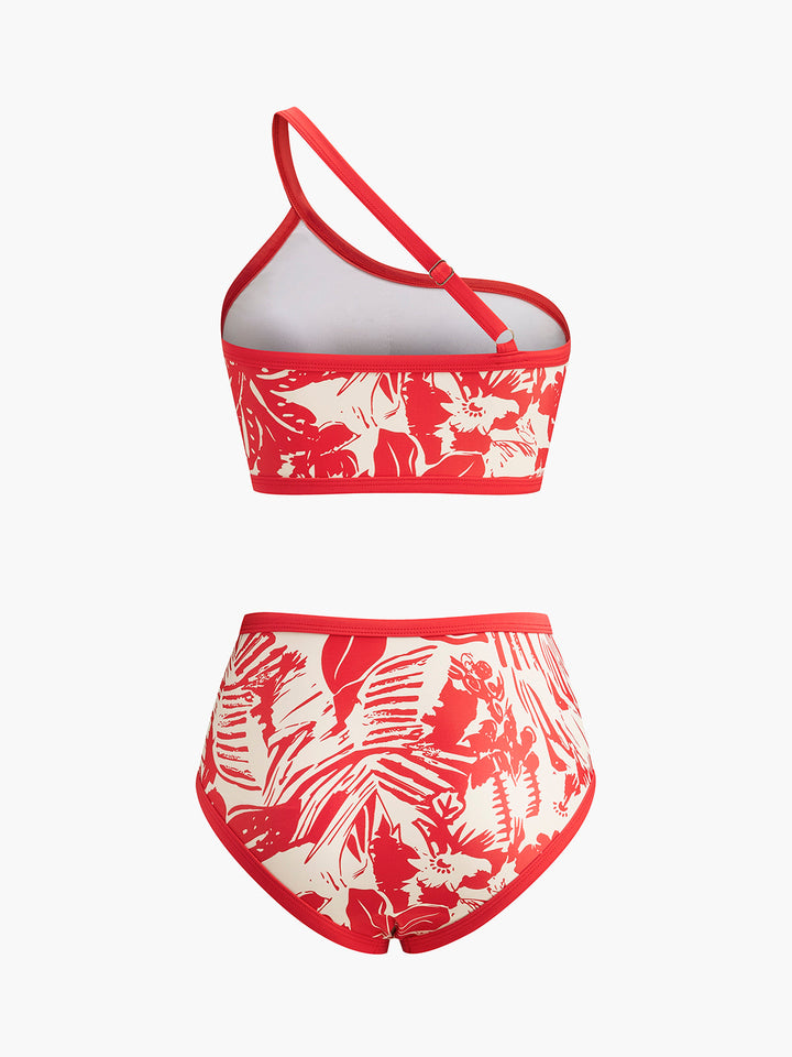 Ensemble de bikini tropical à une épaule