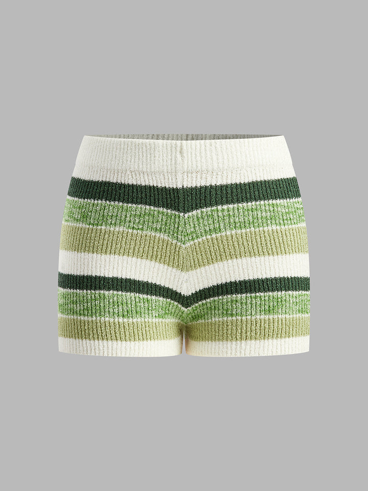 Short en maille rayée