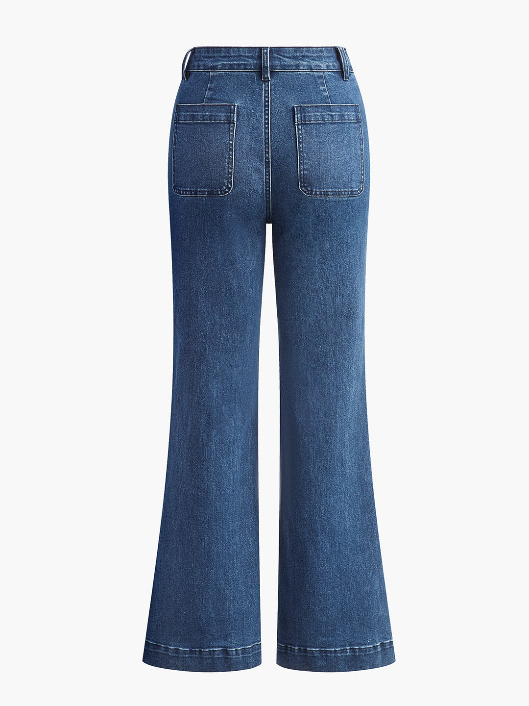 Jean Coupe Taille Haute Jambe Large à Poches