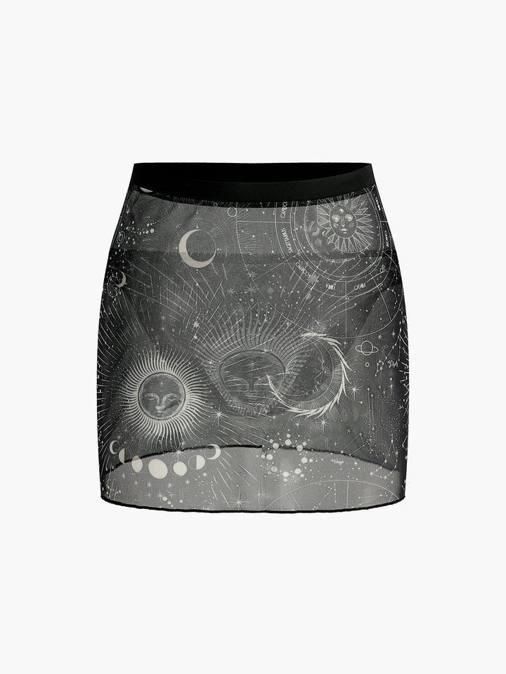 Jupe Transparente avec Imprimé Astrologie