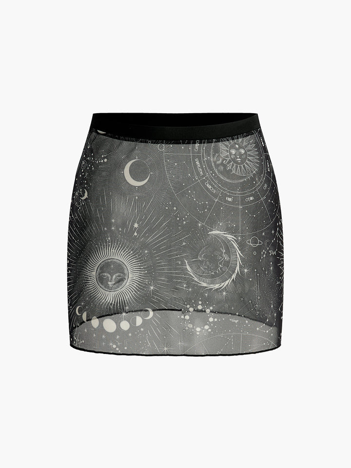 Jupe Transparente avec Imprimé Astrologie