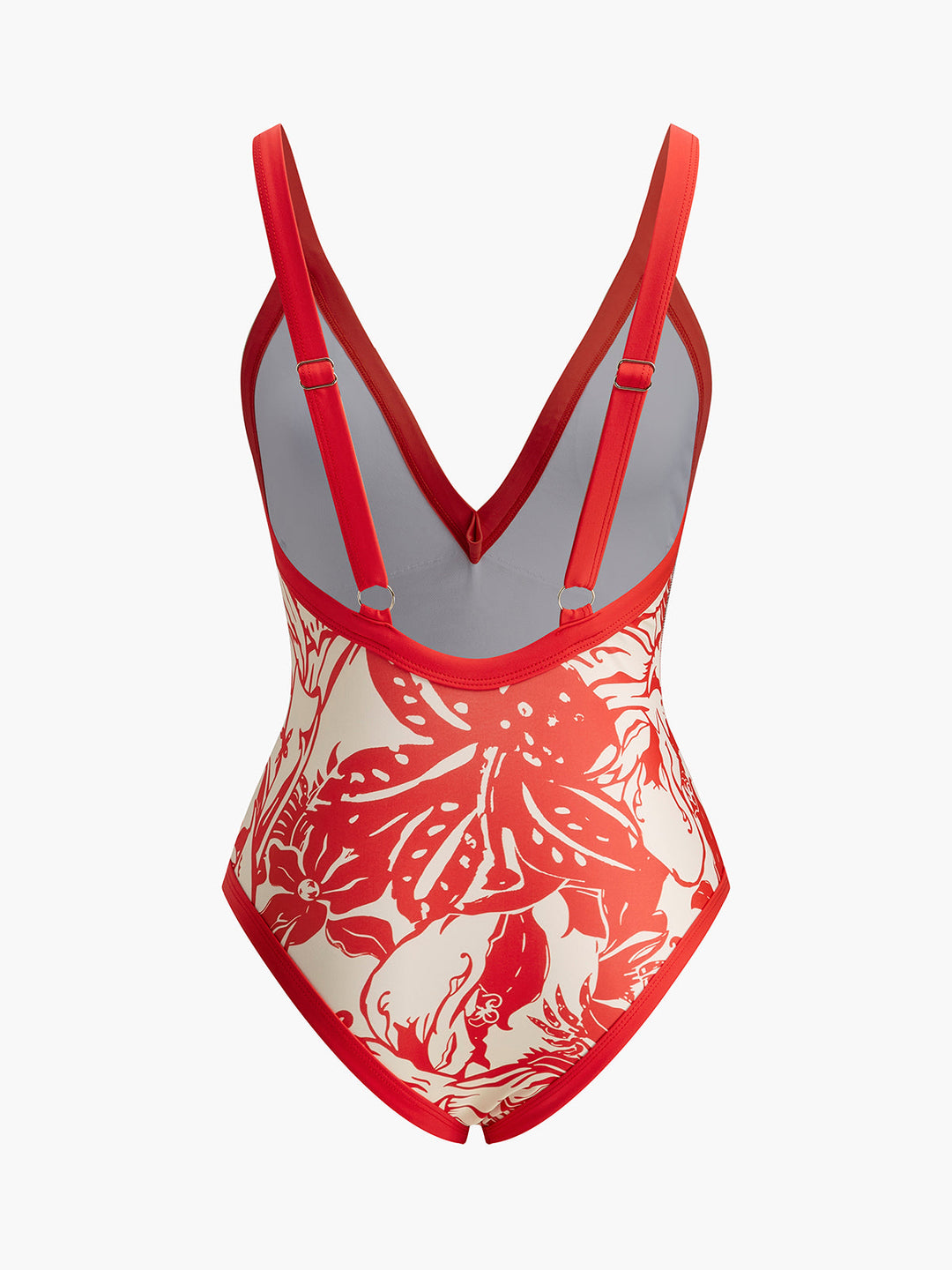 Maillot de bain une pièce à col en V et imprimé tropical