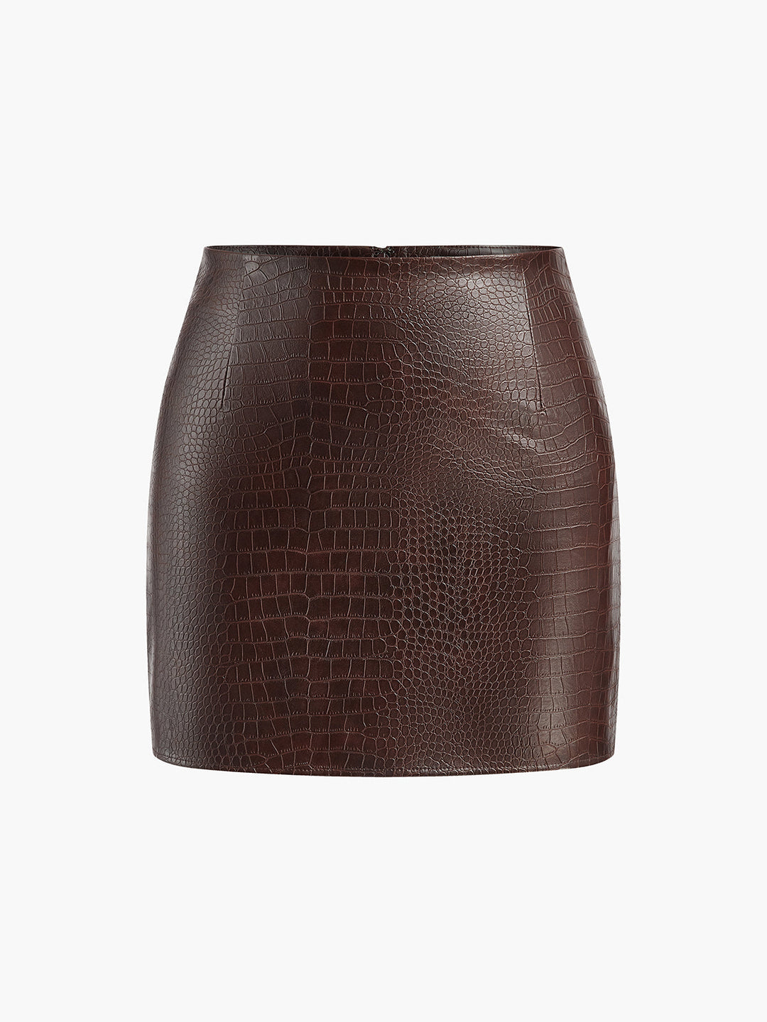 Jupe patineuse en faux cuir taille haute