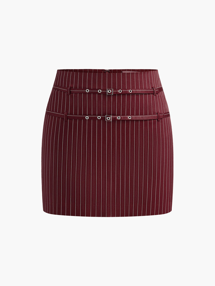 Jupe à fines rayures avec ceinture
