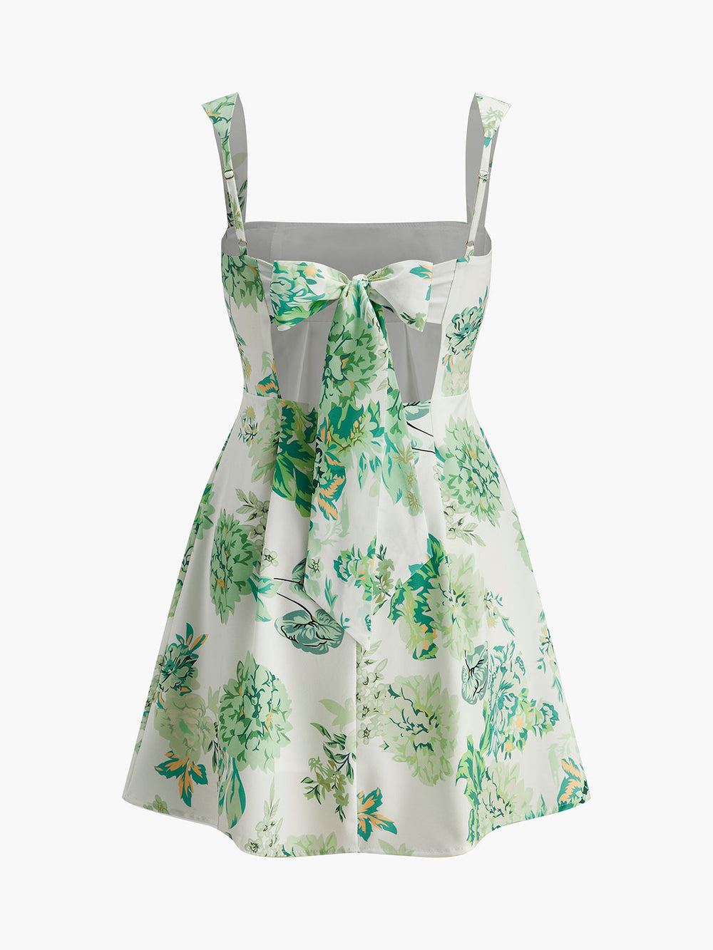 Robe Florale Dos Nu Noeud Col Carré