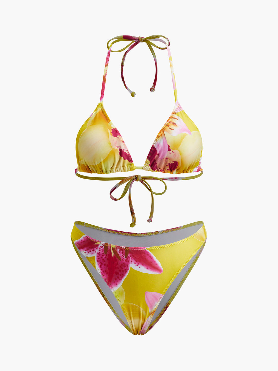 Ensemble Bikini à Neck à Volants Imprimé Floral