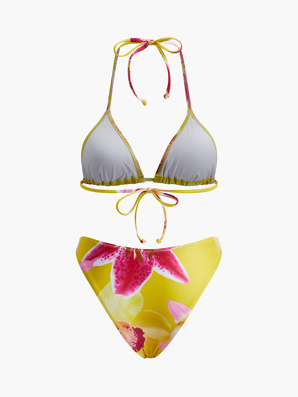 Ensemble Bikini à Neck à Volants Imprimé Floral