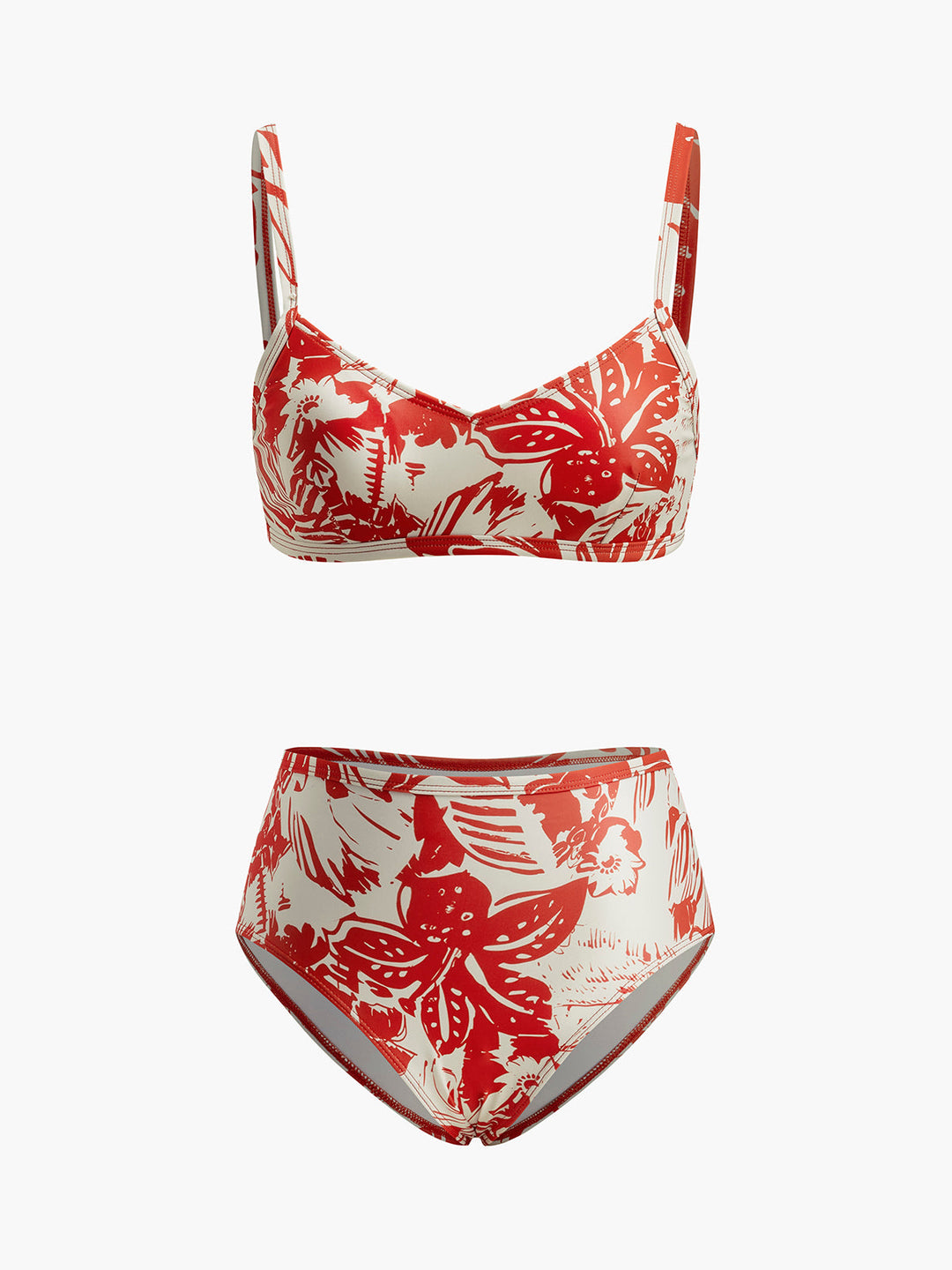Ensemble de bikini à fermoir métallique à imprimé tropical