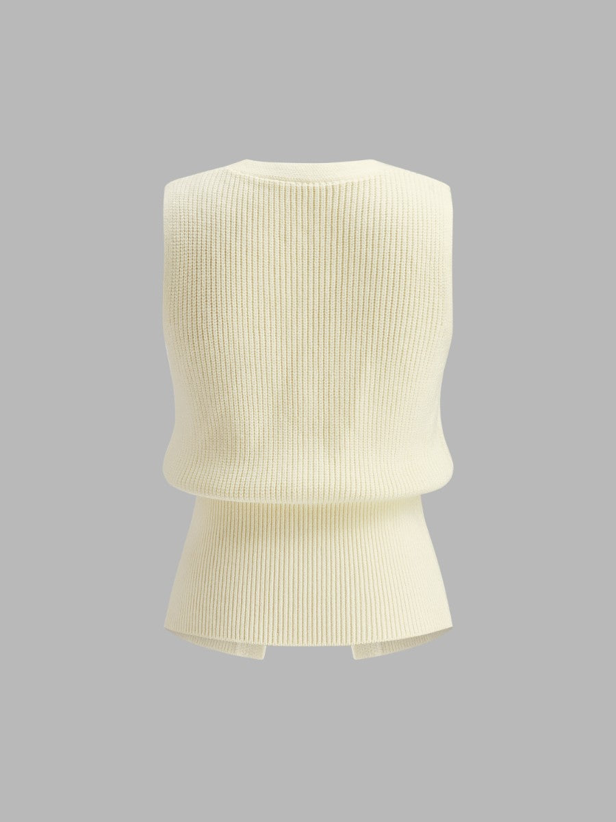 Gilet sans manches côtelé à boucle métallique