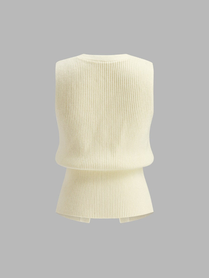 Gilet sans manches côtelé à boucle métallique