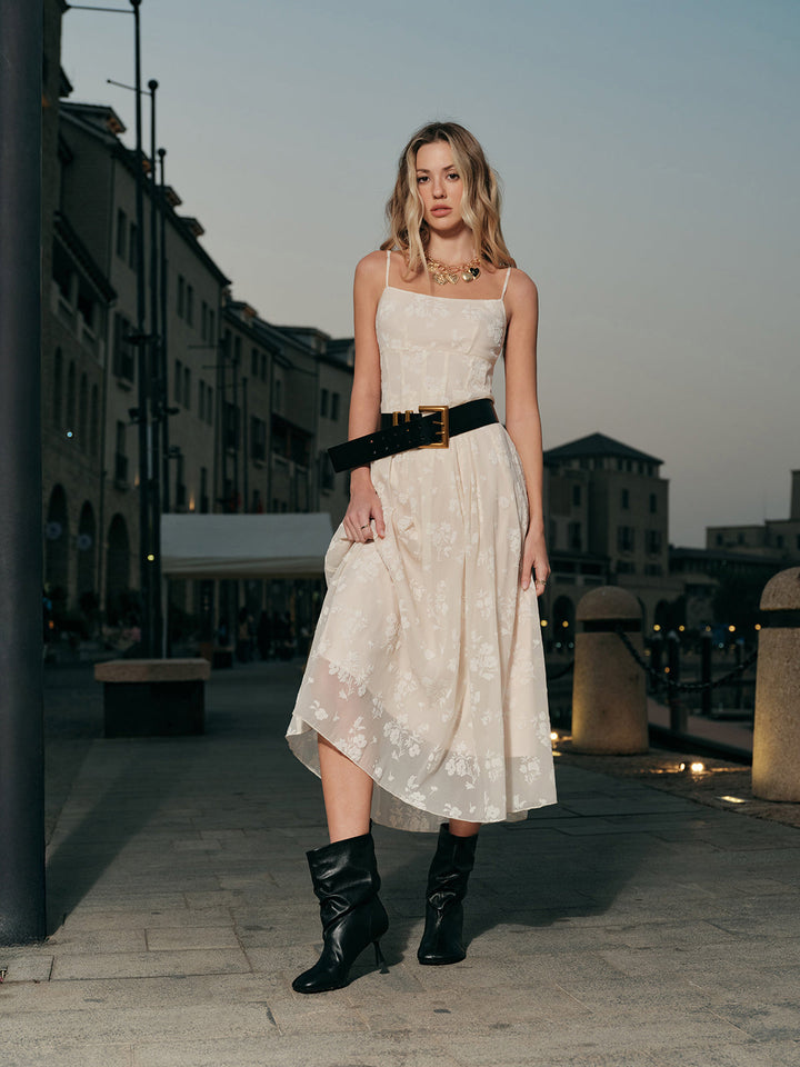 Robe Longue Jacquard Florale
