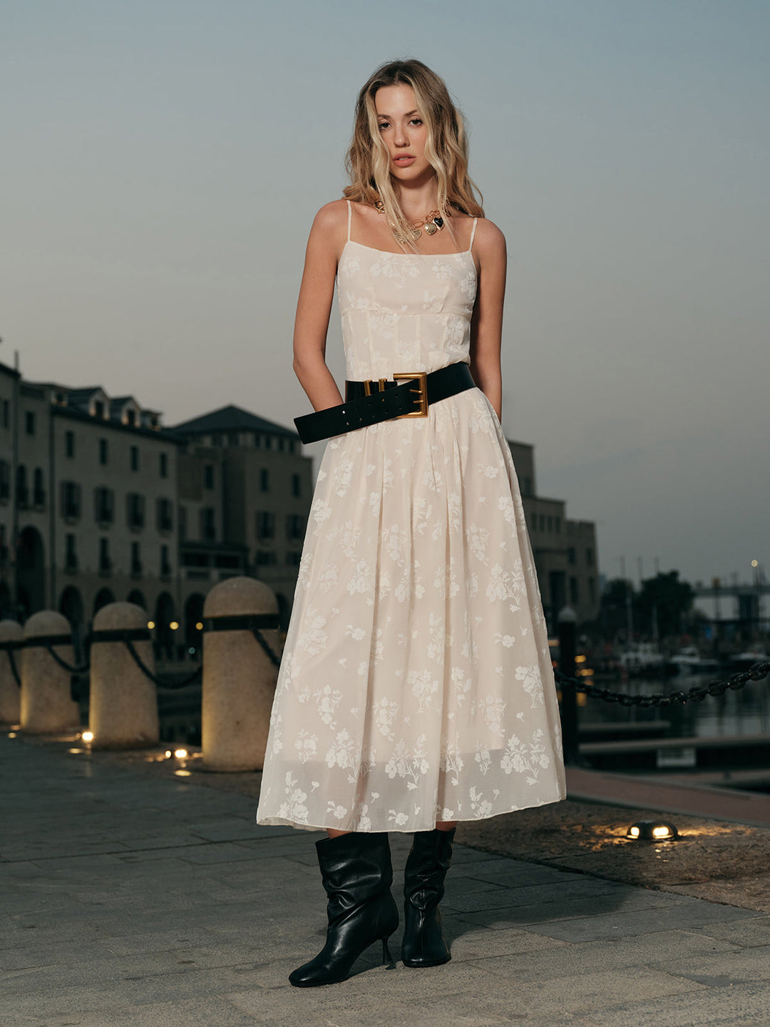Robe Longue Jacquard Florale
