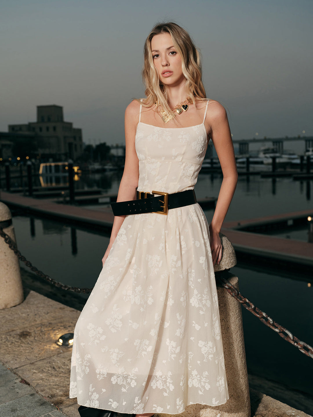 Robe Longue Jacquard Florale