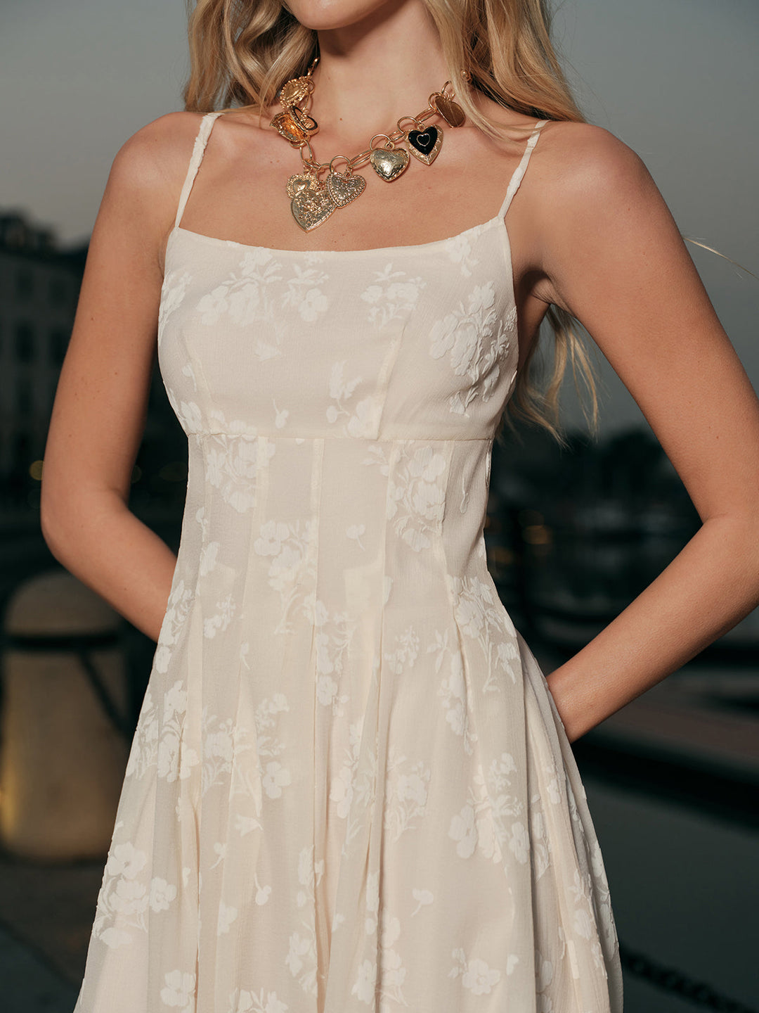 Robe Longue Jacquard Florale