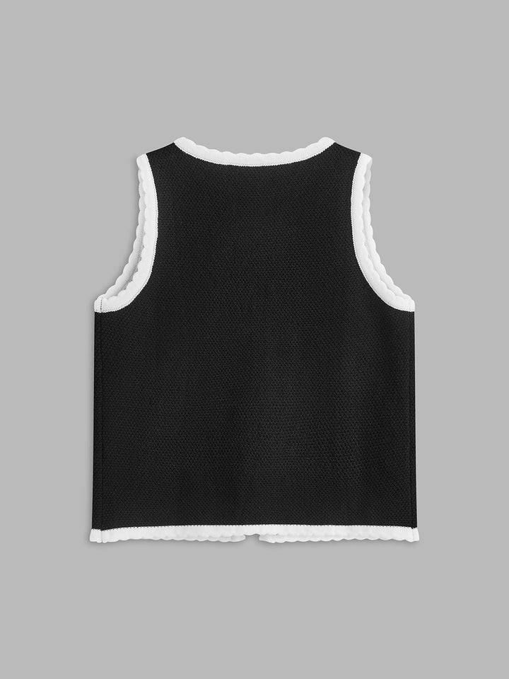 Gilet à bord festonné et fermeture à nouer