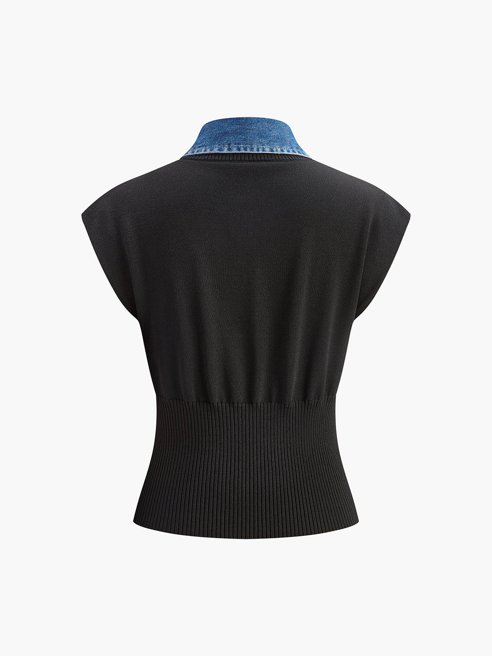 Haut en tricot côtelé avec col en jean