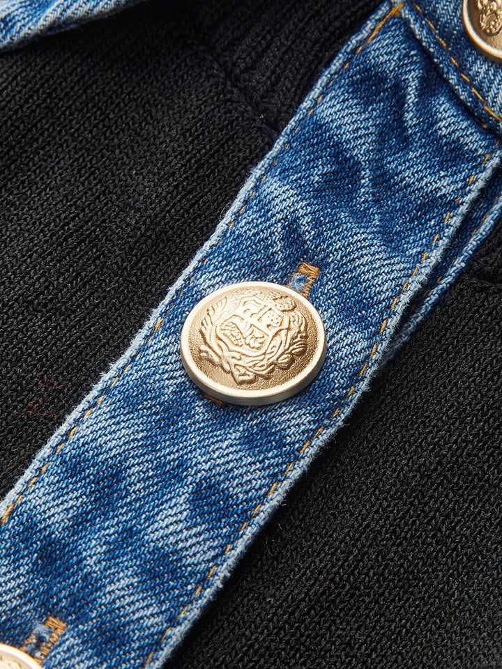Haut en tricot côtelé avec col en jean