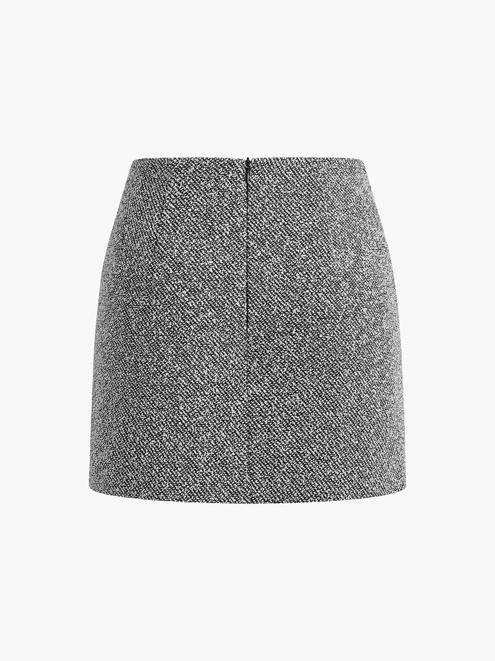 Jupe texturée en tweed avec fermeture éclair