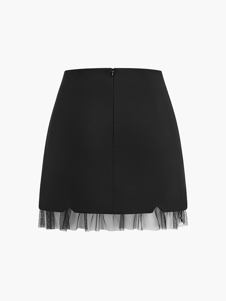 Jupe patineuse en tulle brodé