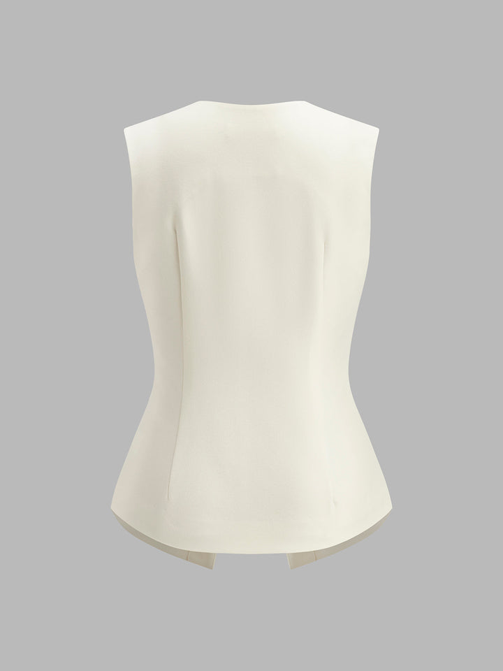 Gilet à Veste Détaillé avec Boutons Brodés