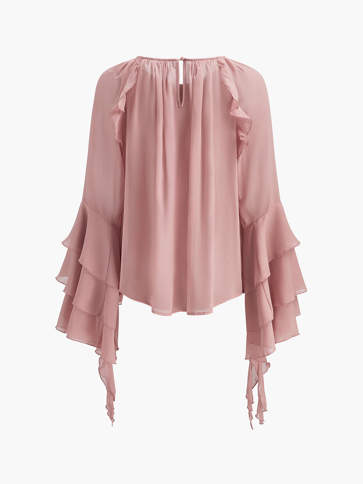 Blouse à manches volantées en mousseline