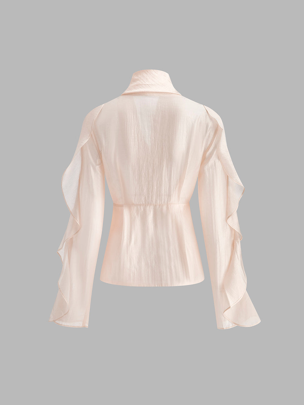 Blouse Col V Froncé Semi-Transparente en Mousseline