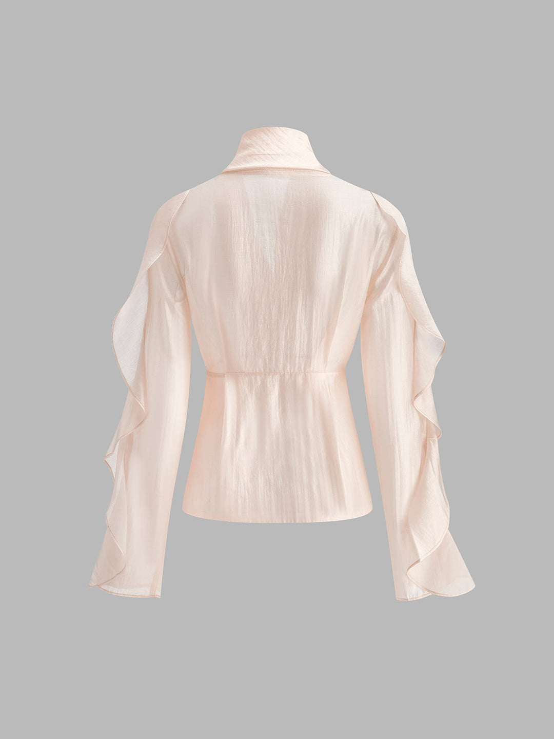 Blouse Col V Froncé Semi-Transparente en Mousseline
