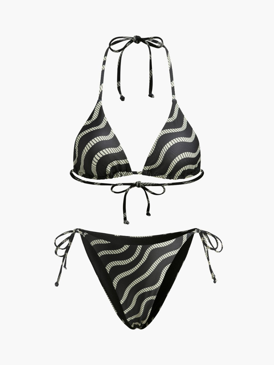 Ensemble Bikini Triangle à Motif Ondulé