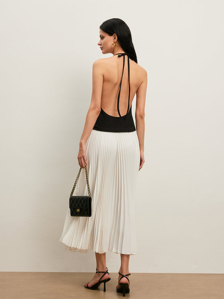 Robe Plissée Sans Dos à Bretelles