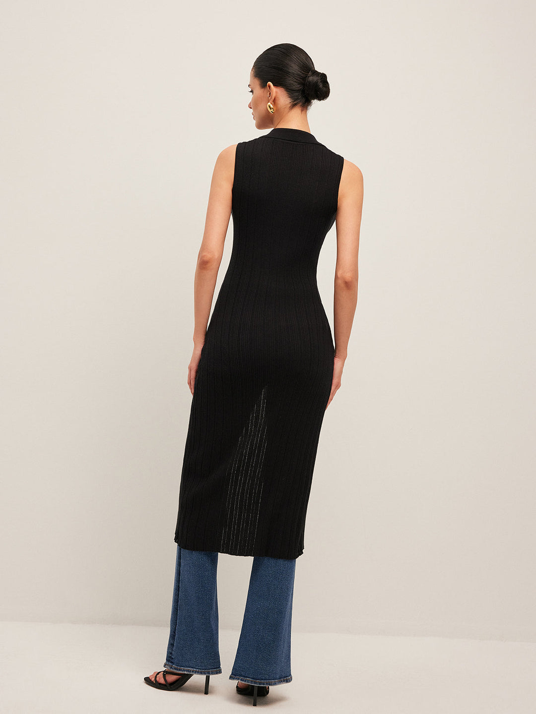 Robe en maille côtelée boutonnée