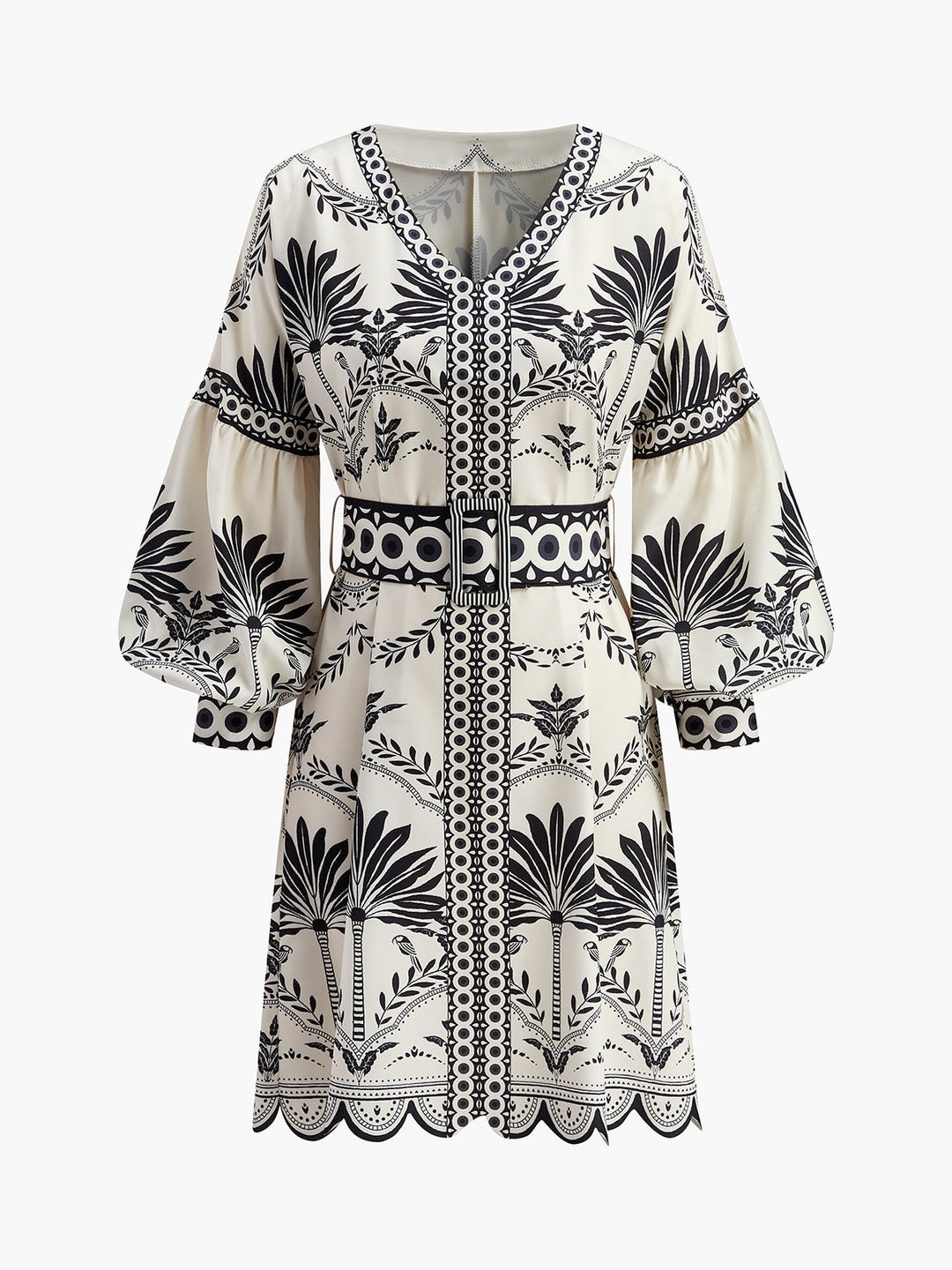 Robe Ceinture Boho Imprimée Col V