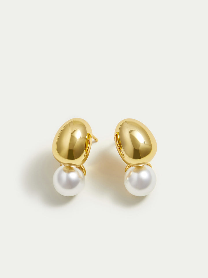 Boucles d'oreilles détachable en forme de grain doré